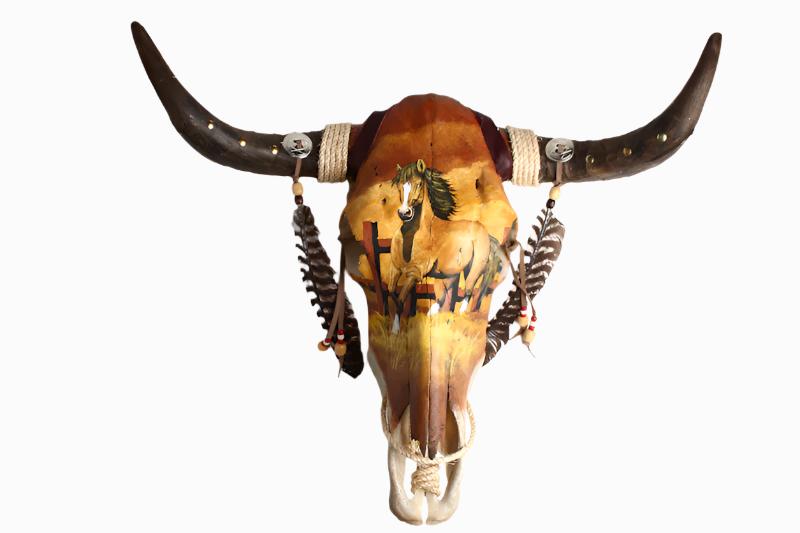 $95 ea. Hand Painted Cow Skull | Horse Theme (2pcs/Order)