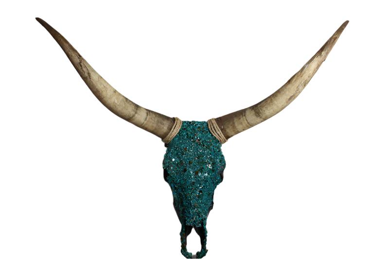 Turquoise Mosaic Longhorn Skull Head