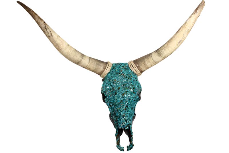 Turquoise Mosaic Longhorn Skull Head