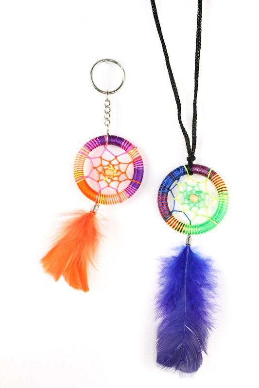 $4 ea. #X52P-KC Peruvian Neon Dream Catcher Key Chain (12pcs/Order)