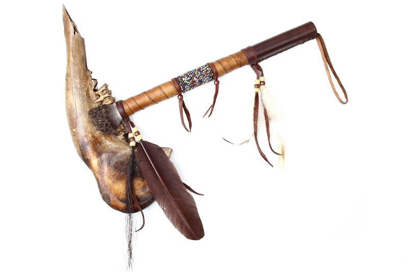 Leather Wrap Beaded Jaw Tomahawk