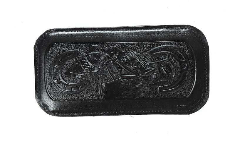 Hand Tooled Leather Eye Glass Case Holder