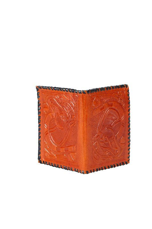 Hand Tooled Leather Open Fold Wallet